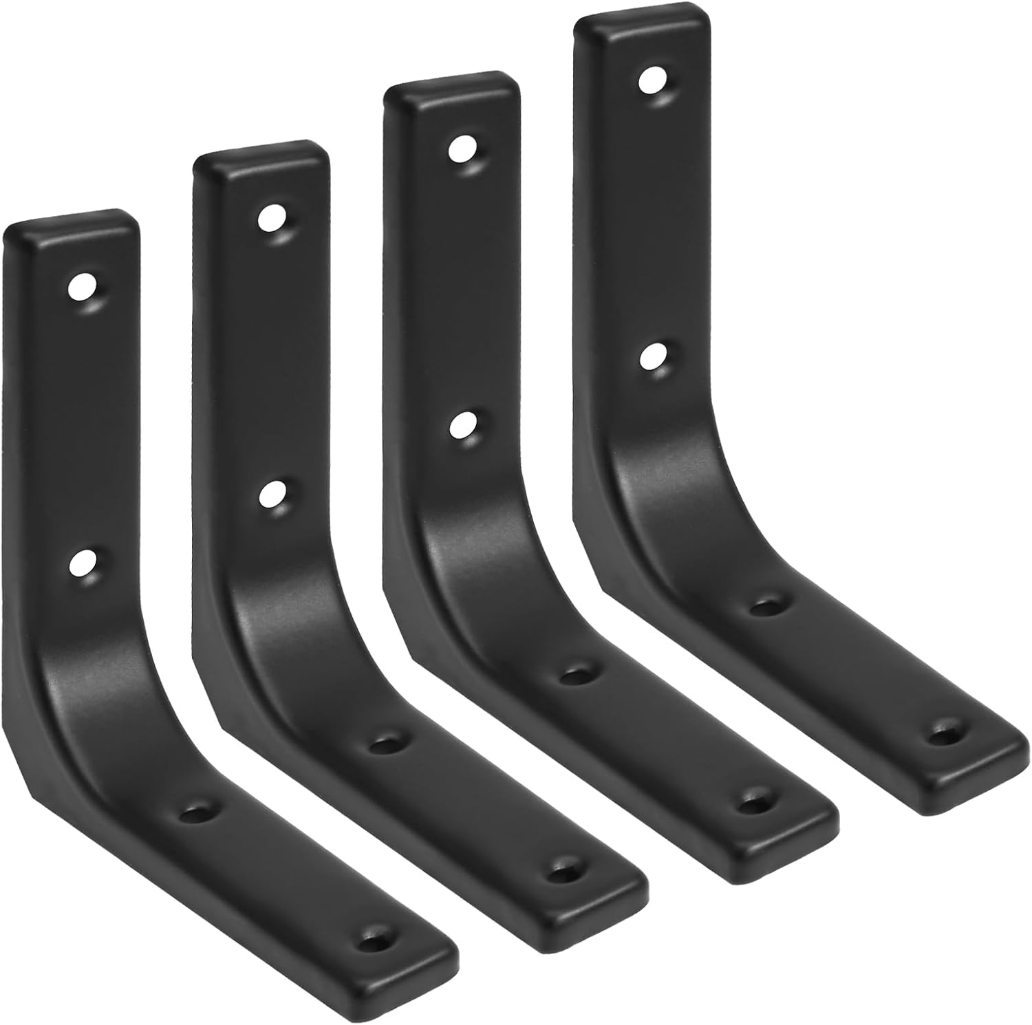 4 Pack Wall Shelf Brackets, 4 x 4 Inch Heavy Duty Shelf Support Bracket, Floating Shelf Bracket L Bracket Corner Brace Support Decorative Joint Angle Bracket, Matte Black