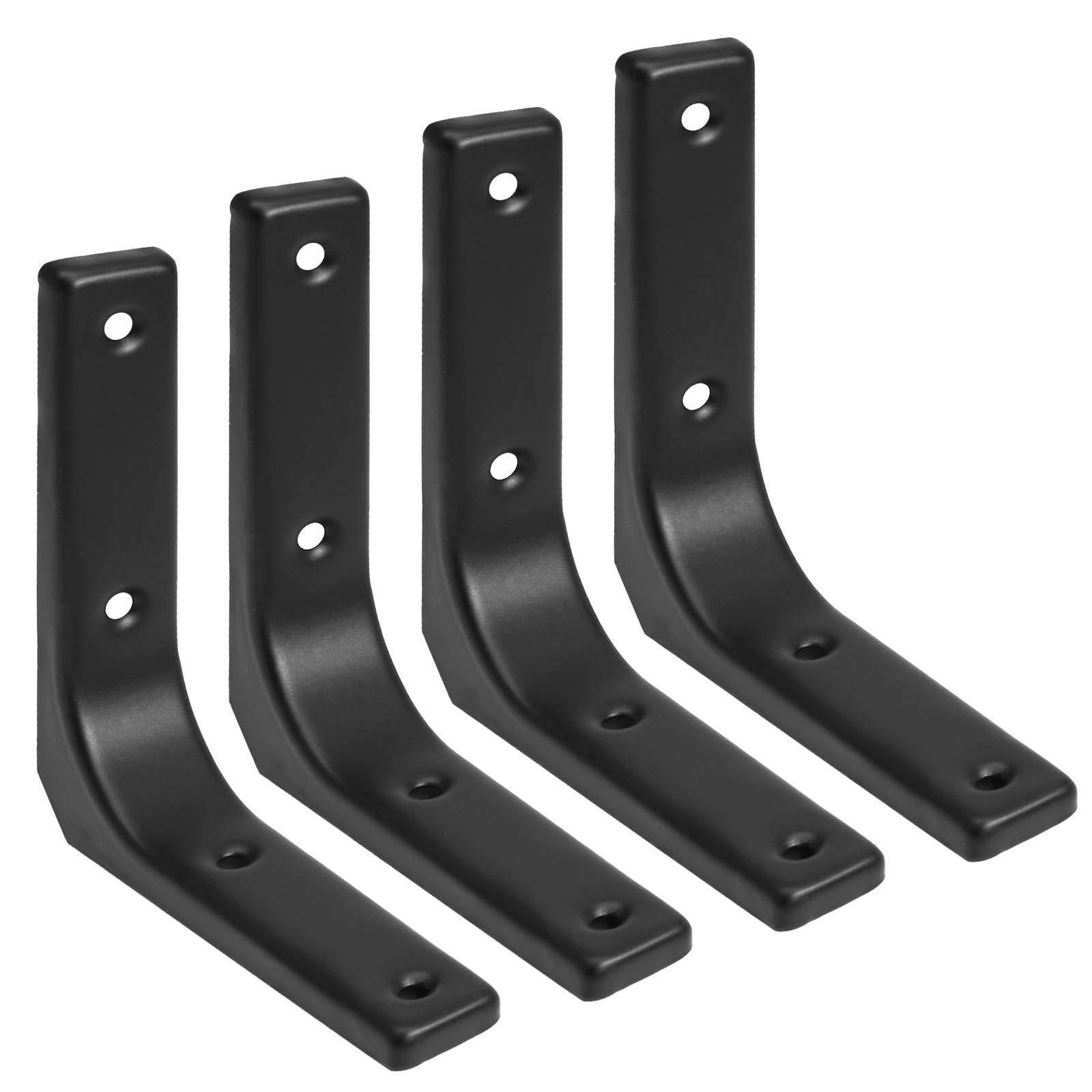 4 pack wall shelf brackets, 4 x 4 inch heavy duty shelf support bracket, floating shelf bracket l bracket corner brace support decorative joint angle bracket, matte black