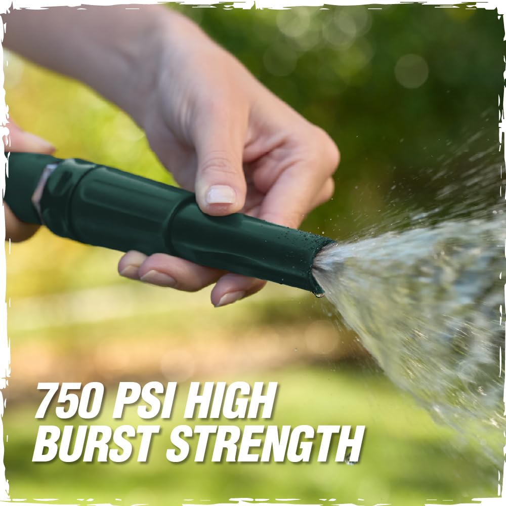RUGGED RHINO Metall-Gartenschlauch mit Sprühdüse, 15 m, 304 Edelstahl, 750 PSI Berstfestigkeit, strapazierfähiger, flexibler Wasserschlauch, knickfest, auslaufsicher für Hof, Rasen und Außenbereich