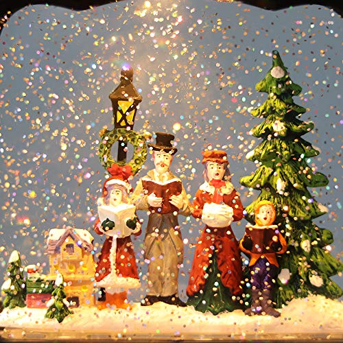 Image of Eldnacele Musical Snow Globe Lantern with Timer, Lighted USB /Battery Operated Swirling Singing Water Glittering Lantern, Snow Globes for Adults and Kids Christmas Decoration- Carolers