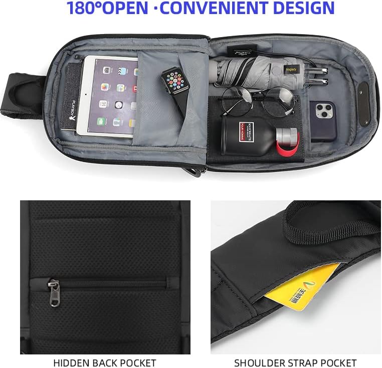 Miniatura 3 de Mochila antirrobo, mochila pequeña con bloqueo RFID, resistente al agua, con puerto USB