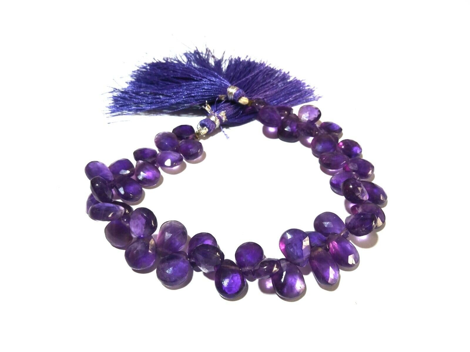 Perles en améthyste naturelle de forme briolette pour création bijoux DIY 17,8cm