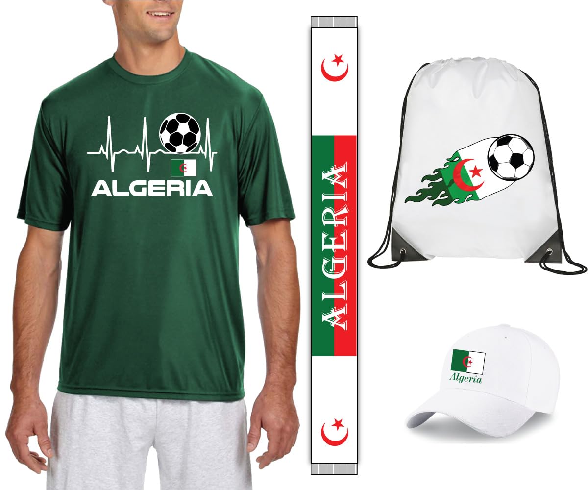 GenericAlgeria T-Shirt for Sports Fan - Dry-Fit Jerseys for Both Men and Women - Soccer Dry-Fit Tees - Combo Pack - Gift for Soccer Fans