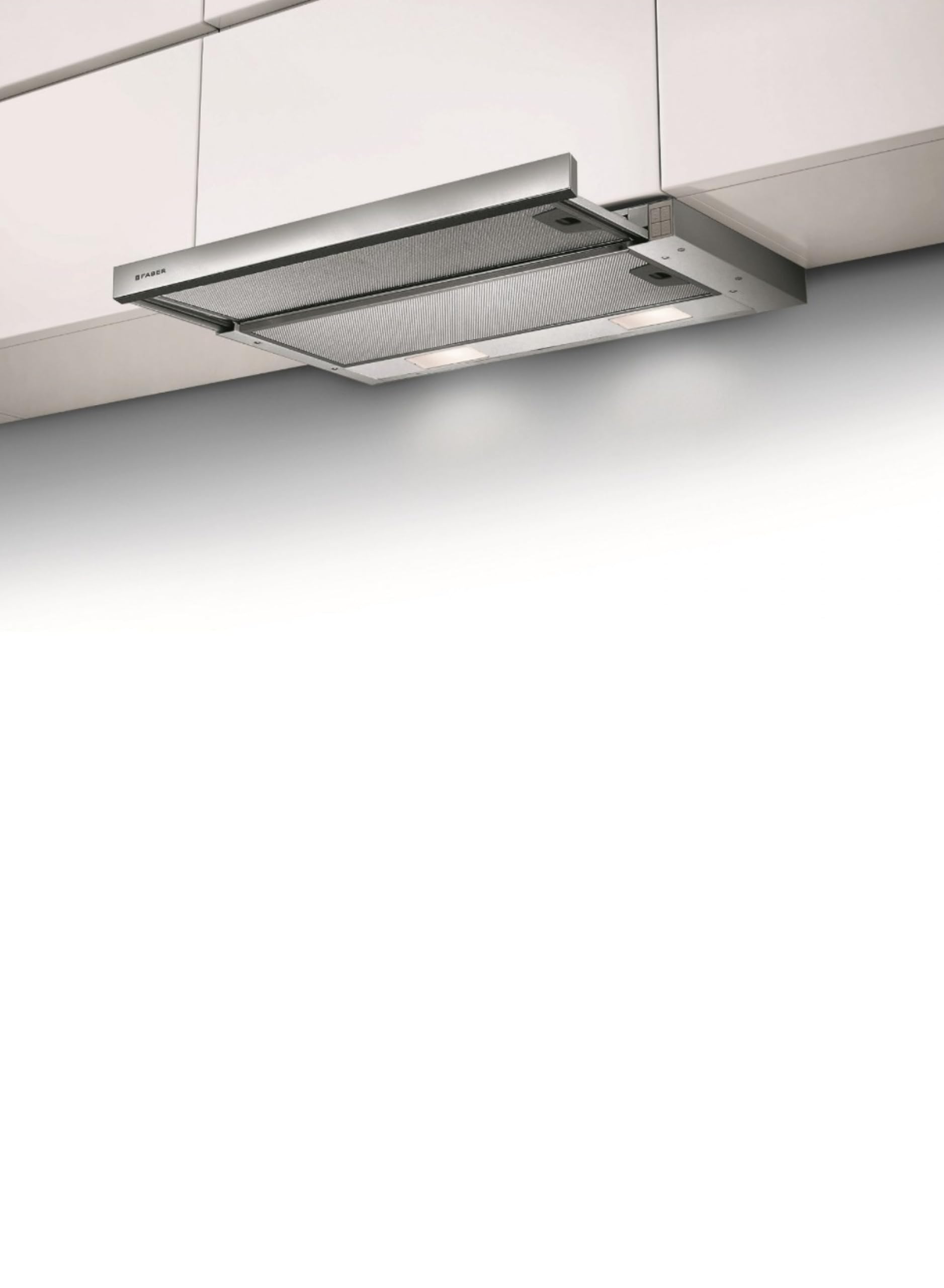 FABER FLEXA HIP AM/X A60 - Cappa Aspirante 60 cm Sottopensile da Cucina Estraibile con Illuminazione a Led e Funzione Ricircolo con il Filtro per Cappe a Carboni Attivi