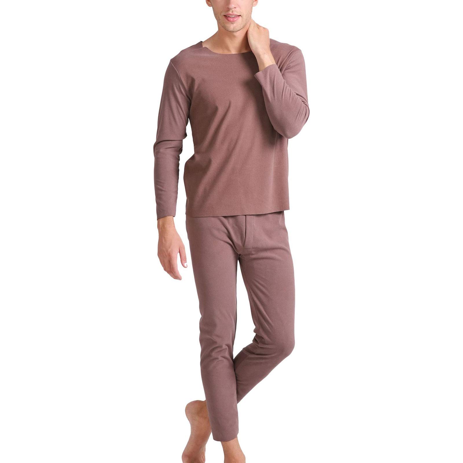 G&F Zestaw bielizny termoaktywnej dla mężczyzn, warstwa podstawowa, zestaw górny i dolny, długie majtki, szybkoschnące, oddychające, 3XL-8XL (kolor: kawowy, rozmiar: 4XL)