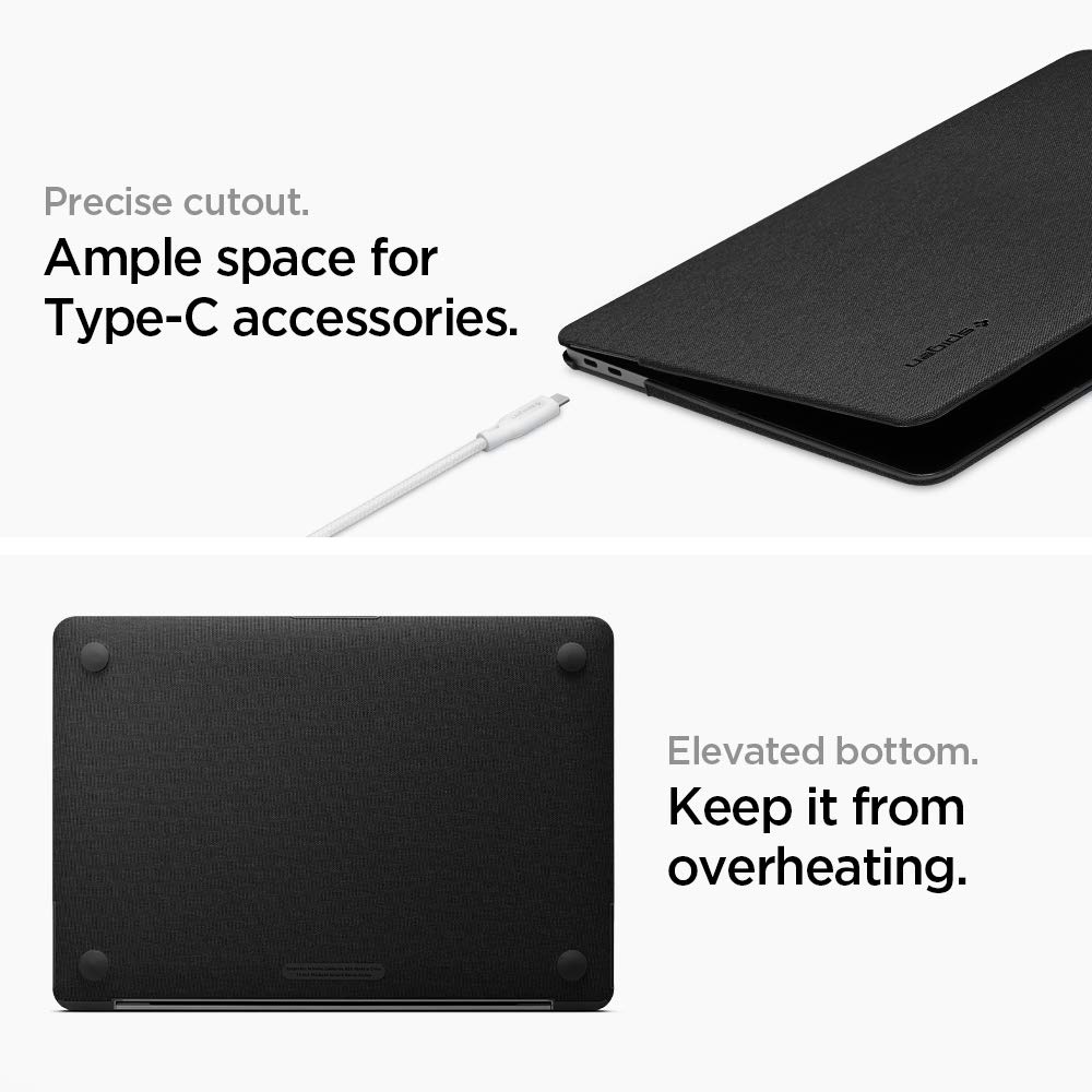 Spigen Thin Fit Kompatibel mit MacBook Air A2337 M1, A2179, A1932 Retina 13 Zoll Hülle (2020/2019/2018) - Schwarz
