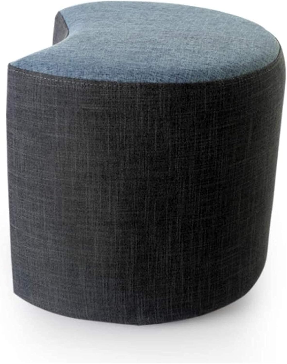 SBTXHJWCGLD Footstool Solid Wood Crescent Creative Sofa Shoe Stool Breathable Removable Linen Cover 44x41cm (Color : A)