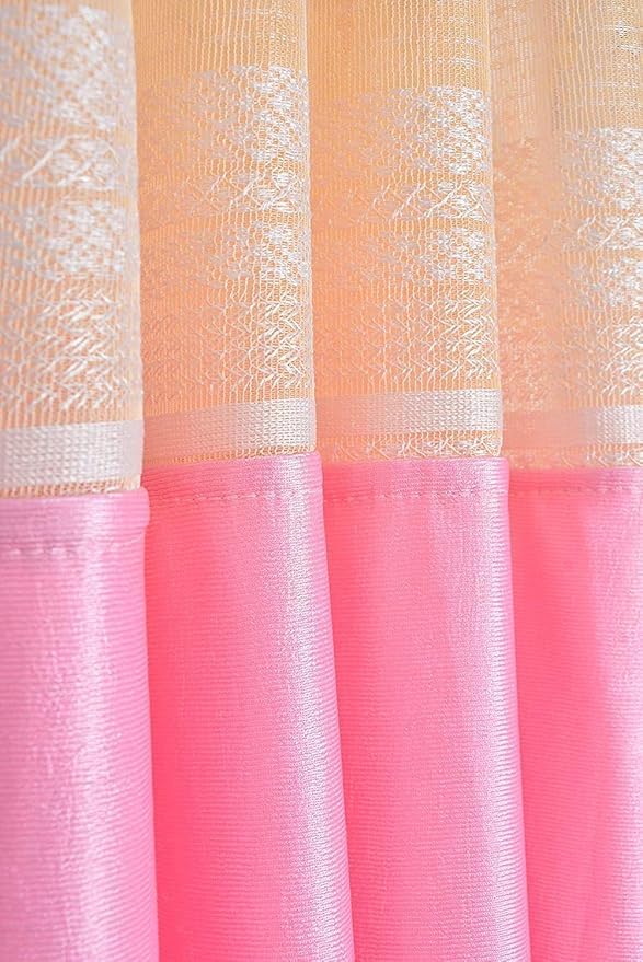 Image of Polyester Floral Patch Printed Curtains, Curtains for Home Decor, Curtains for Windos, Curtains for Door, Curtains for Long Door (Set of 2 Pcs)(Pink 10 Feet)