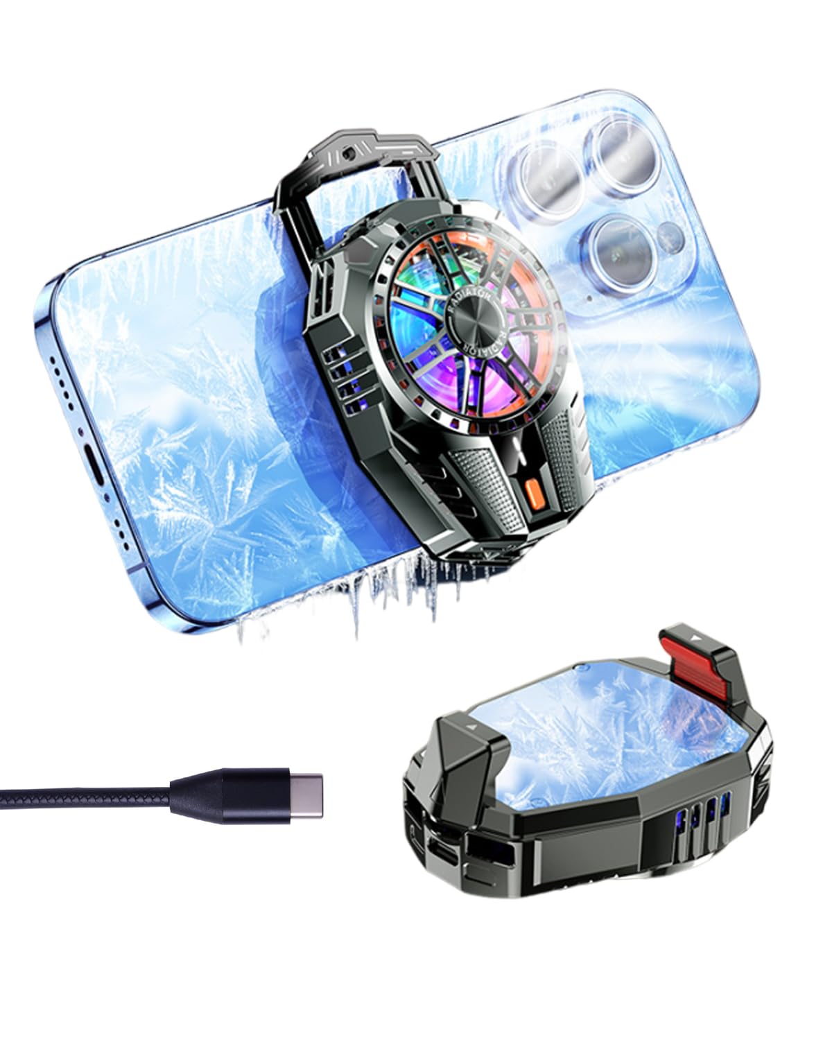 Phone Cooler, Semiconductor Gaming Cooler, Universal Mobile Cooler for Gaming with Rapid Cooling Speeds, Phone Cooler Gaming Fan for Iphone Android Smartphones from 2.5 to 3.5in Wide (B0D9RNBBZ1) Amazon Price History, Amazon Price Tracker