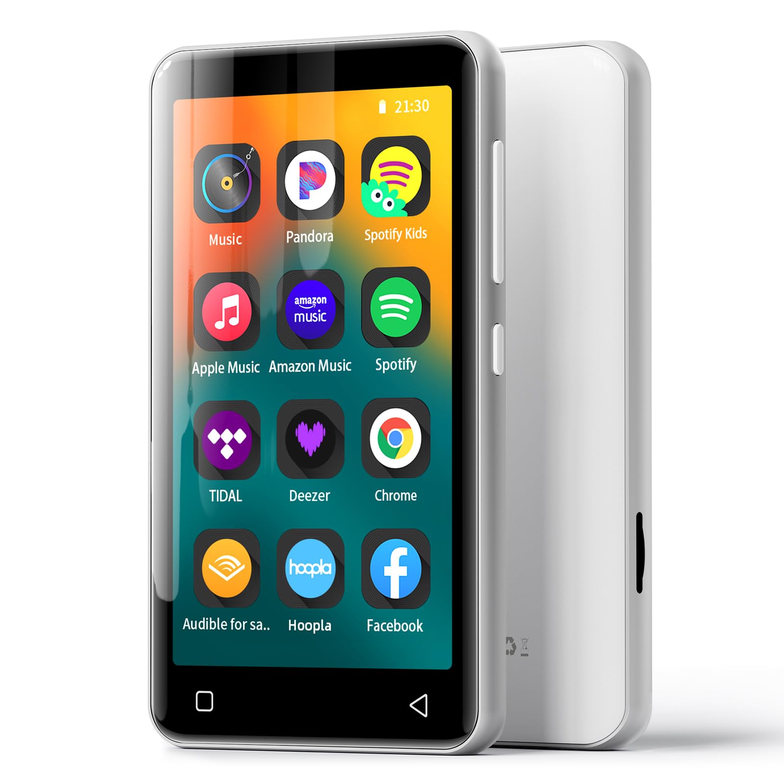 innioasis 80Go Lecteur MP3 Bluetooth WiFi 4 Pouces 1080P Écran Tactile Spotify Tidal Deezer Blanc