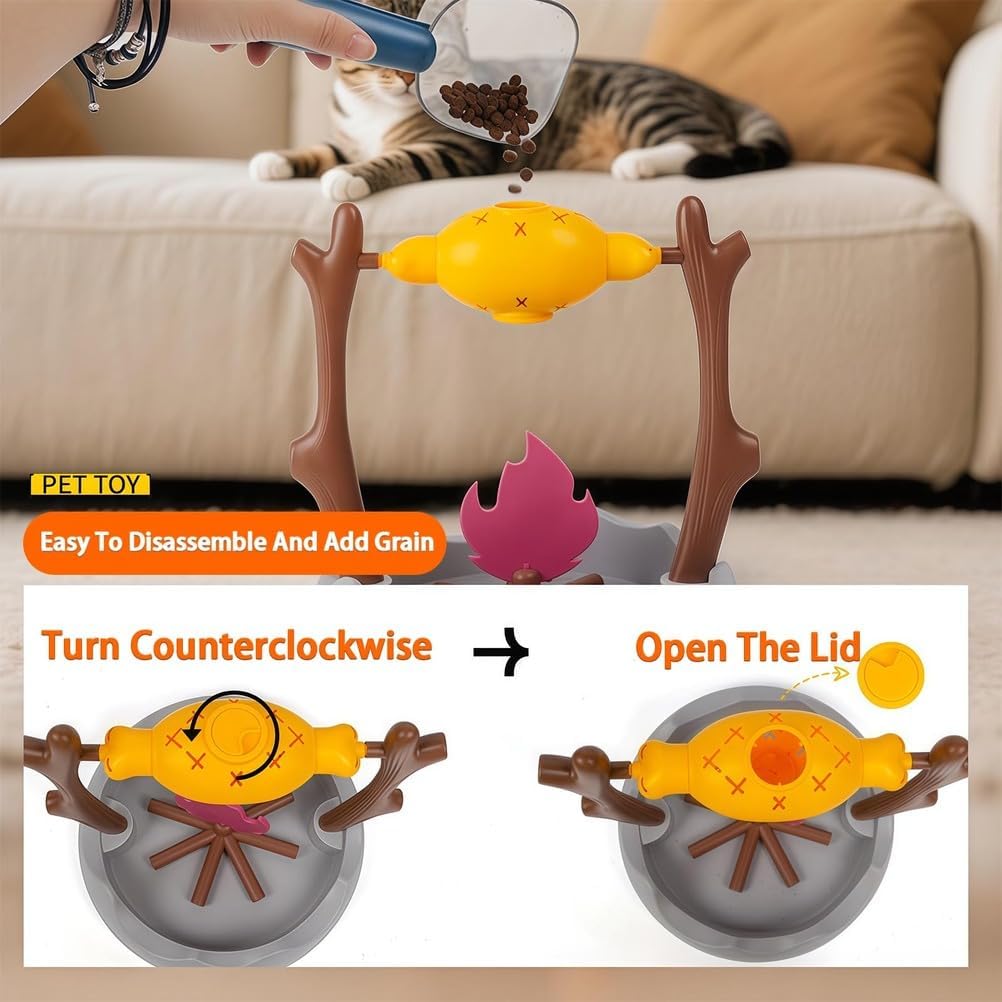 Giocattolo interattivo per gatti – Dispenser di dolcetti e ciotola puzzle a alimentazione lenta per gatti interni, design coinvolgente pesce alla griglia per una migliore riproduzione e stimolazione