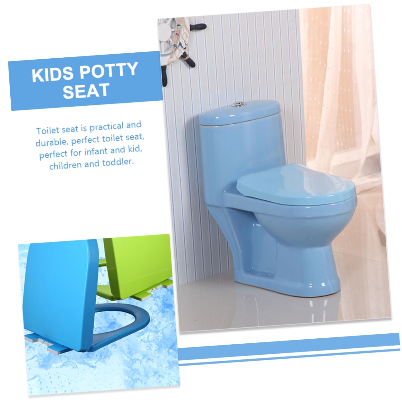 Tavoletta Wc Riduttore per Bambini Blu in Pp, Leggera e Portatile | Allenamento al Vasino, Installazione Semplice, Base Antiscivolo, Adatta a Bambini e Ragazzi