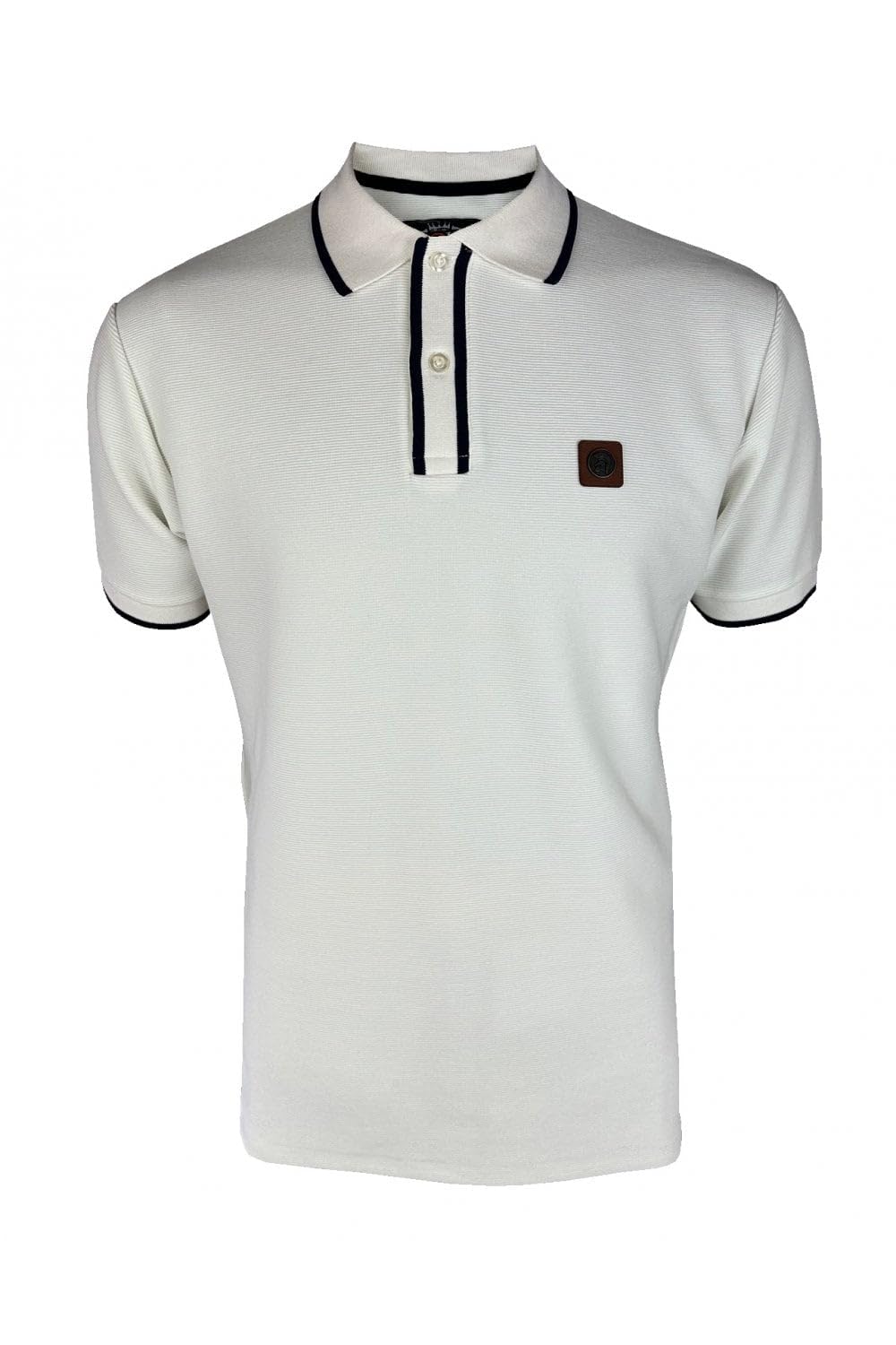 Trojan Men's Ottoman Stripe Trim Short-Sleeve Polo Shirt - TR/9080 Ecru