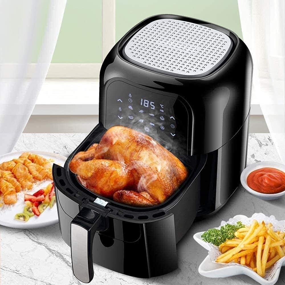 Inteligentna, duża frytkownica beztłuszczowa 1400 W, 5 l z cyfrowym wyświetlaczem, timerem i w pełni regulowaną regulacją temperatury do gotowania niskotłuszczowego i zdrowego beztłuszczowego