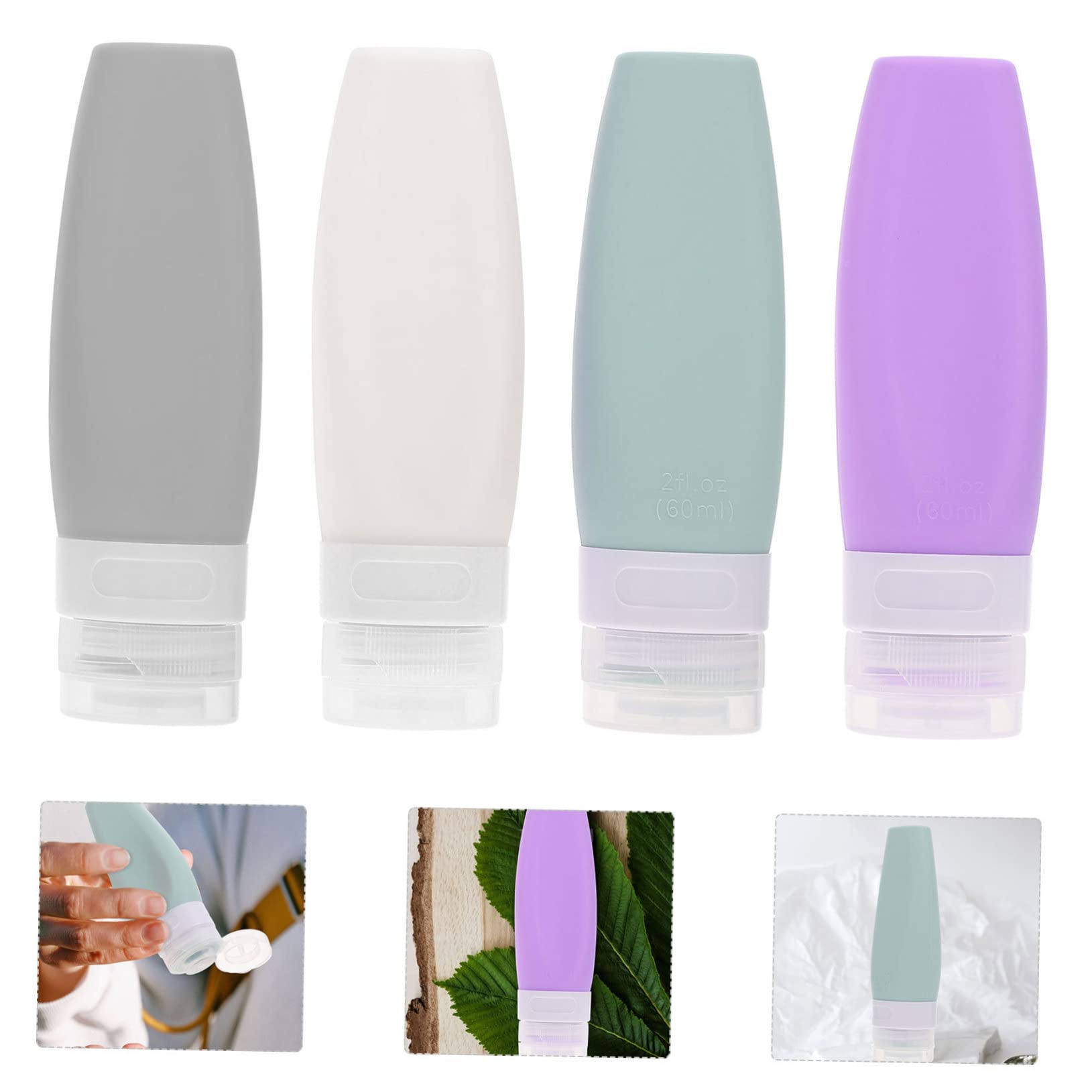 FRCOLOR 2 Set Di Contenitori Per Shampoo Essenziali Da Viaggio Dispenser Per Lozione Comprimibili Flaconi Per Shampoo E Set Da 4 Pezzi*2