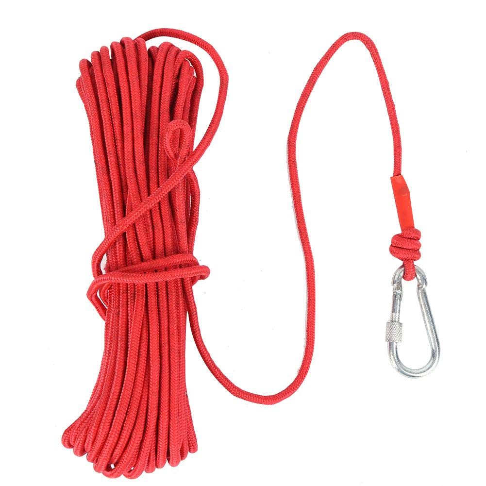 Walfront 20M Magnet Fishing Nylon Rope, High Strength Cord Safety Braid Rope Fishing Strong Pull Force Treasure Salvage Rope with Carabiner