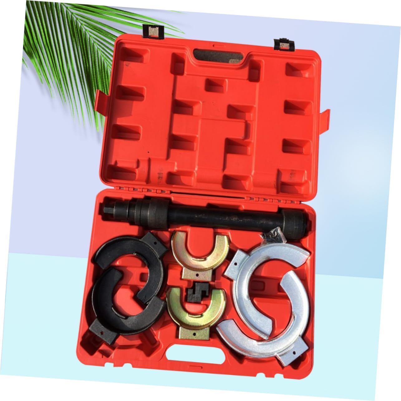 Manual Automotive Coil Spring Compressor Tool Set Red Absorber Suspension Clamps for Safe Removal and Installation of Springs Compatible with Absorbers