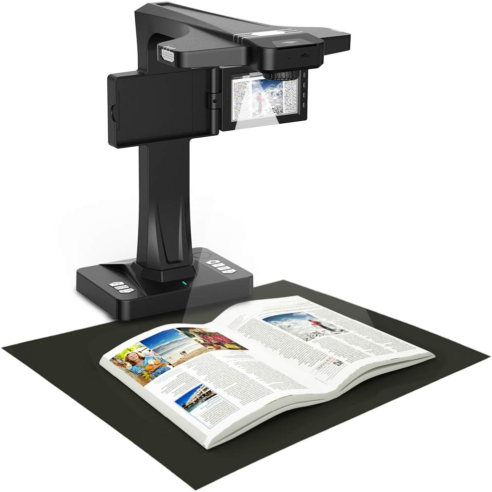 Portable Document Scanner, 5-inch Screen, Support Offline Scan, Auto Flatten, Split & Deskew, Convert Images to Word/Excel/PDF, PC only, 1860TP