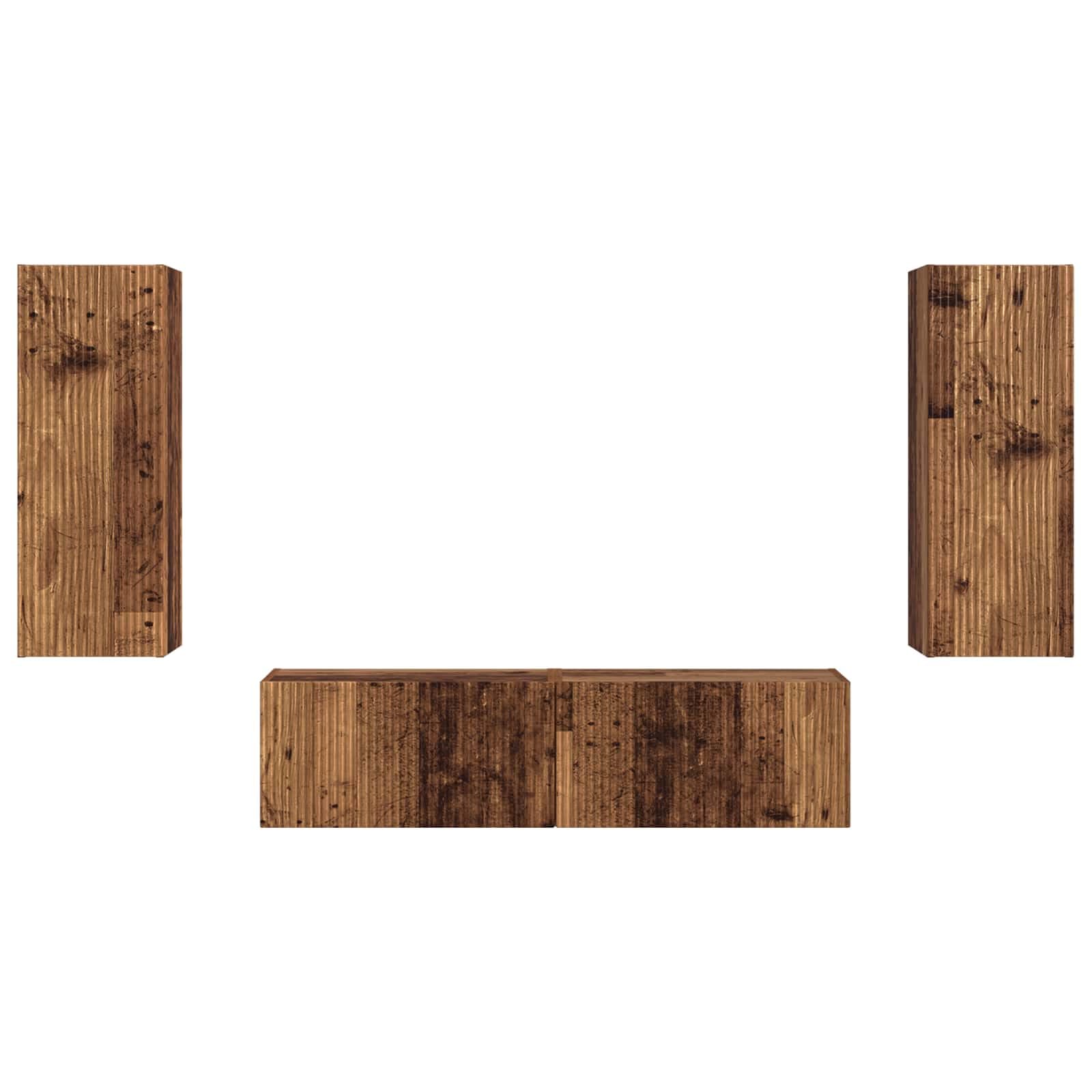 2-Piece Wall Mounted Floating TV Stand, Engineered Wood | Features a space-saving design for living room entertainment centers to store media devices and consoles.
