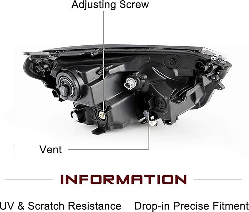 Miniatura 3 de JSBOYAT Reemplazo del conjunto de faros delanteros de proyector para Toyota RAV4 2016-2018, no compatible con modelo LED, carcasa negra del lado del