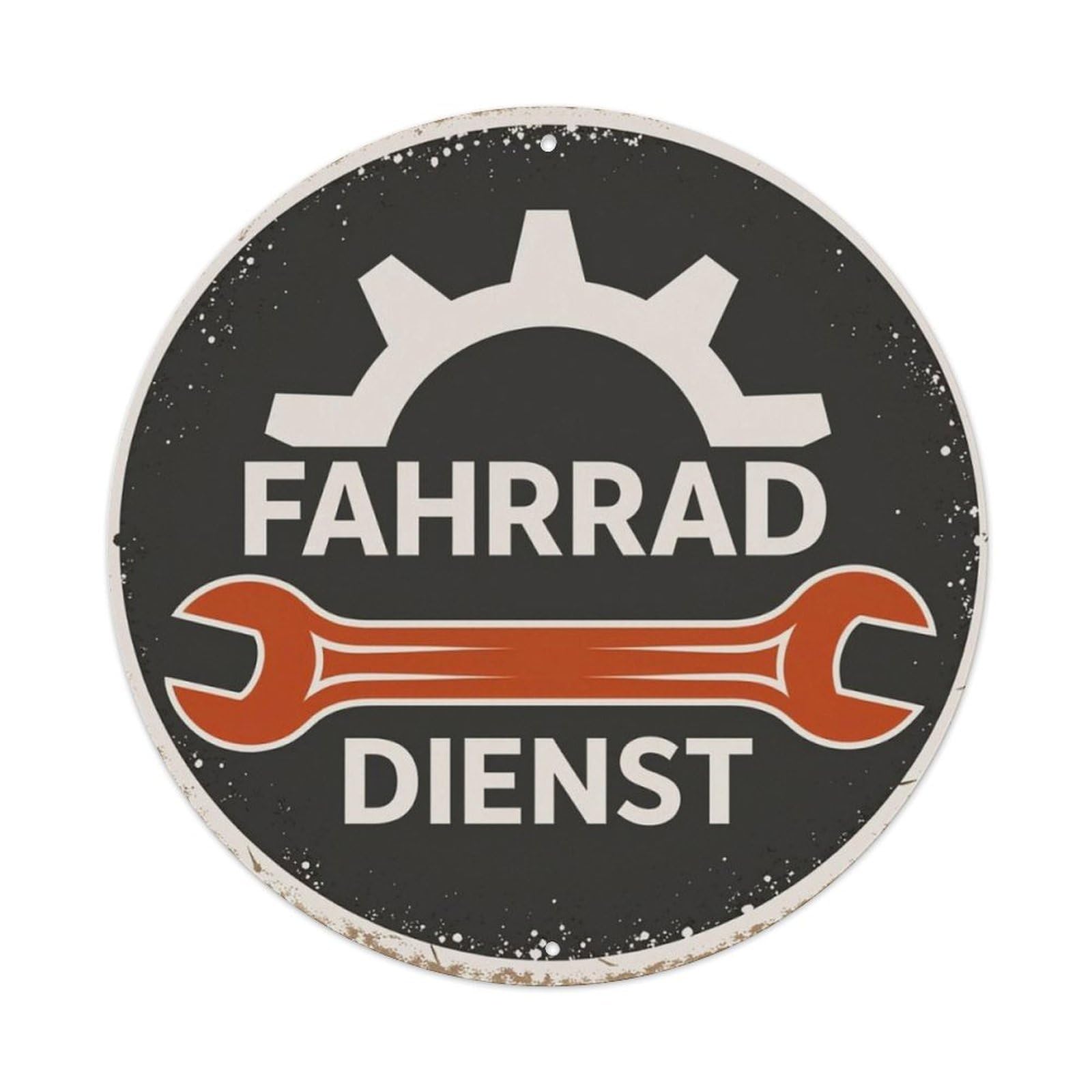 German Bicycle Service Vintage Round Sign Vintage Aluminium Metal Sign, Retro Wall Decor for Home, Bar, Garage & Farmhouse 20x20cm