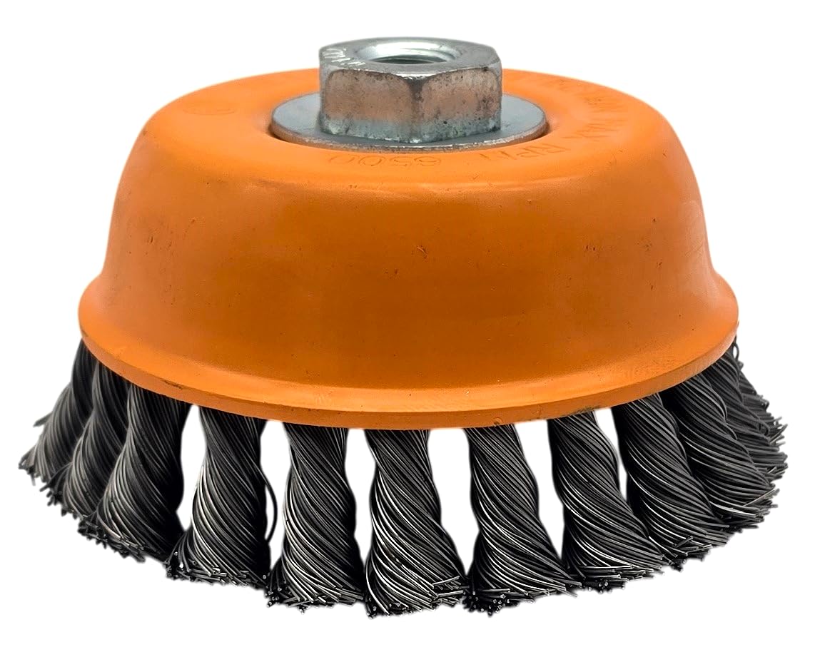 HERO PROFESSIONAL Topfbürste 125 mm 2er Set – Drahtbürste gezopft M14 für Winkelschleifer I Rundbürste zum Entrosten/Entlacken/Entgraten I Premium-Line
