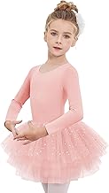 Arshiner Girls Ballet Dress Cotton with 4-Layer Sequins Tutu Skirts Long Sleeve Ballet Leotard for Girls Ballerina Costume Toddler Balletoutfit Kids Gymnastics Dance, Age 2–10 Years