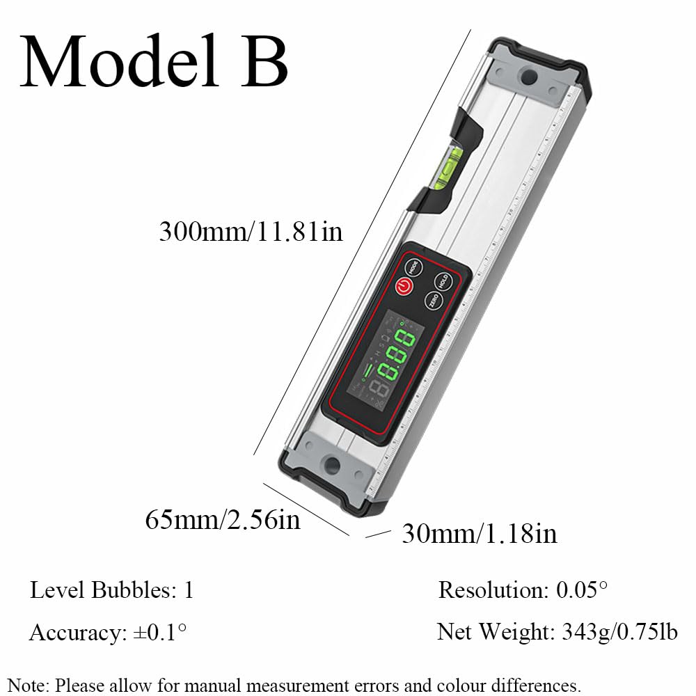 Détecteur d'angle magnétique professionnel – Inclinomètre numérique avec alerte sonore, base magnétique à rainure en V, précision ± 0,1° pour le travail des métaux et la construction, 30 cm