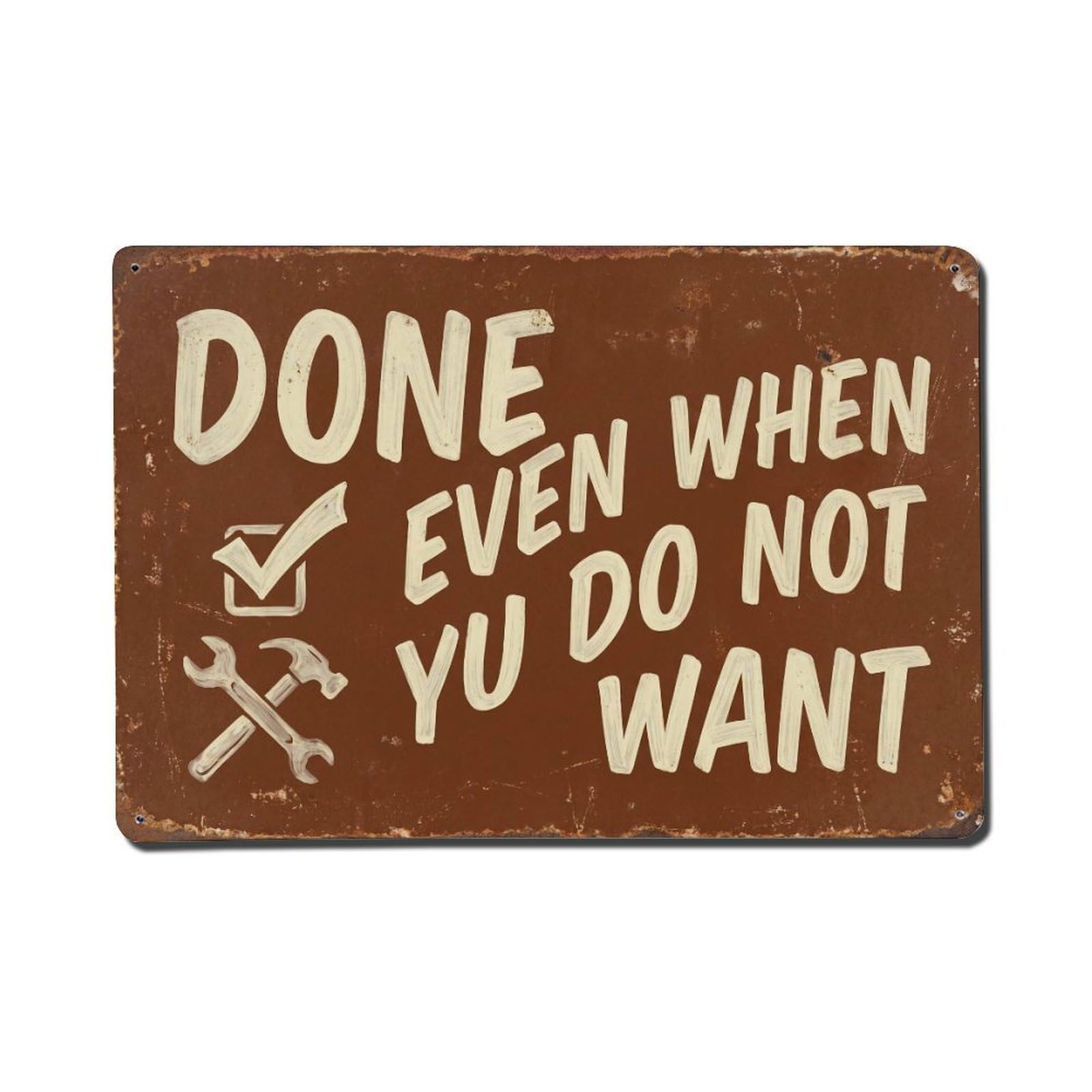 Done Even Not Want Retro Motivational Slogans 1 Metal Tin Sign Plaque Wall Decor for Cafe, Club Bar, Office, Home Garden Metal Poster 8x12Inch