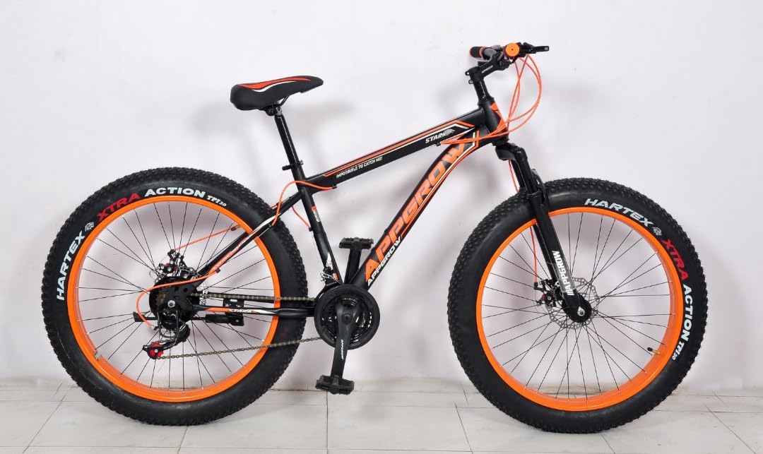 Appgrow Super Fat tyre Cycle in 24t Wheel Size with Tyres of 24 * 4.00 with Front Suspension Fork with Dual disc Brakes in Single Speed for Age Group 10 to 12 Years-image-38