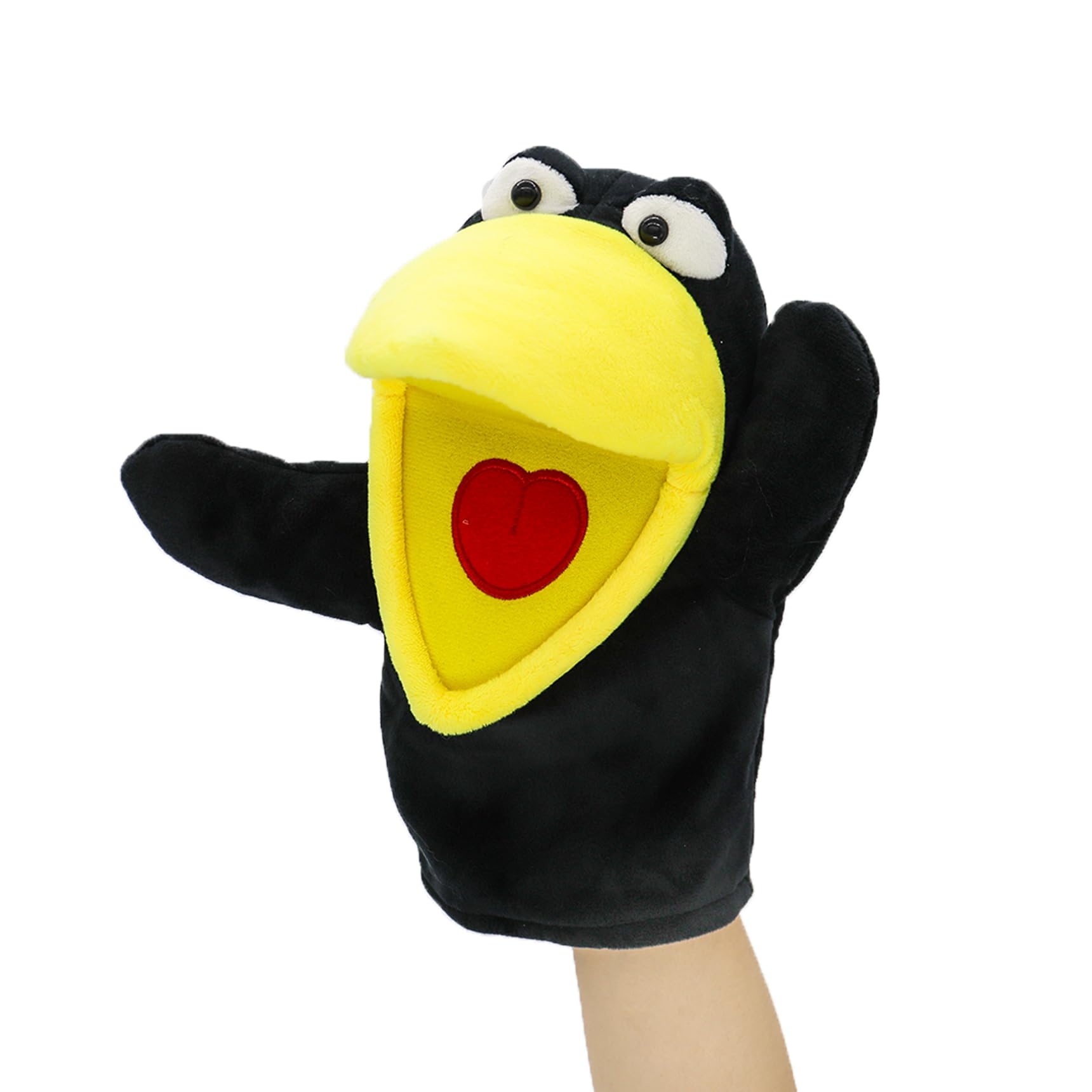 lilizzhoumax Jouets en Peluche Corbeau Marionnette à Main Simulation Jouet en Peluche Corbeau Poupée Réaliste, Jeu de rôle Mignon, Jouets éducatifs interactifs pour Enfants, Jouets Animaux