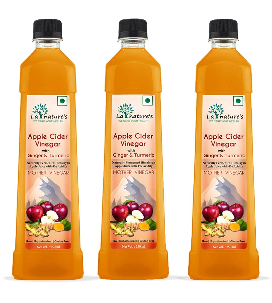 La Natures Apple Cider Vinegar with Mother with Ginger and Turmeric Extract - Raw and Unfiltered - 250ML Pack of 3 (B0CC9PRNSG) Amazon Price History, Amazon Price Tracker