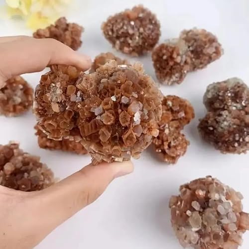 AARTERZZA 120-180g 1pc Orange Aragonite Crystal Nepheline Cluster Irregular Rough Stone for Fengshui Decorati
