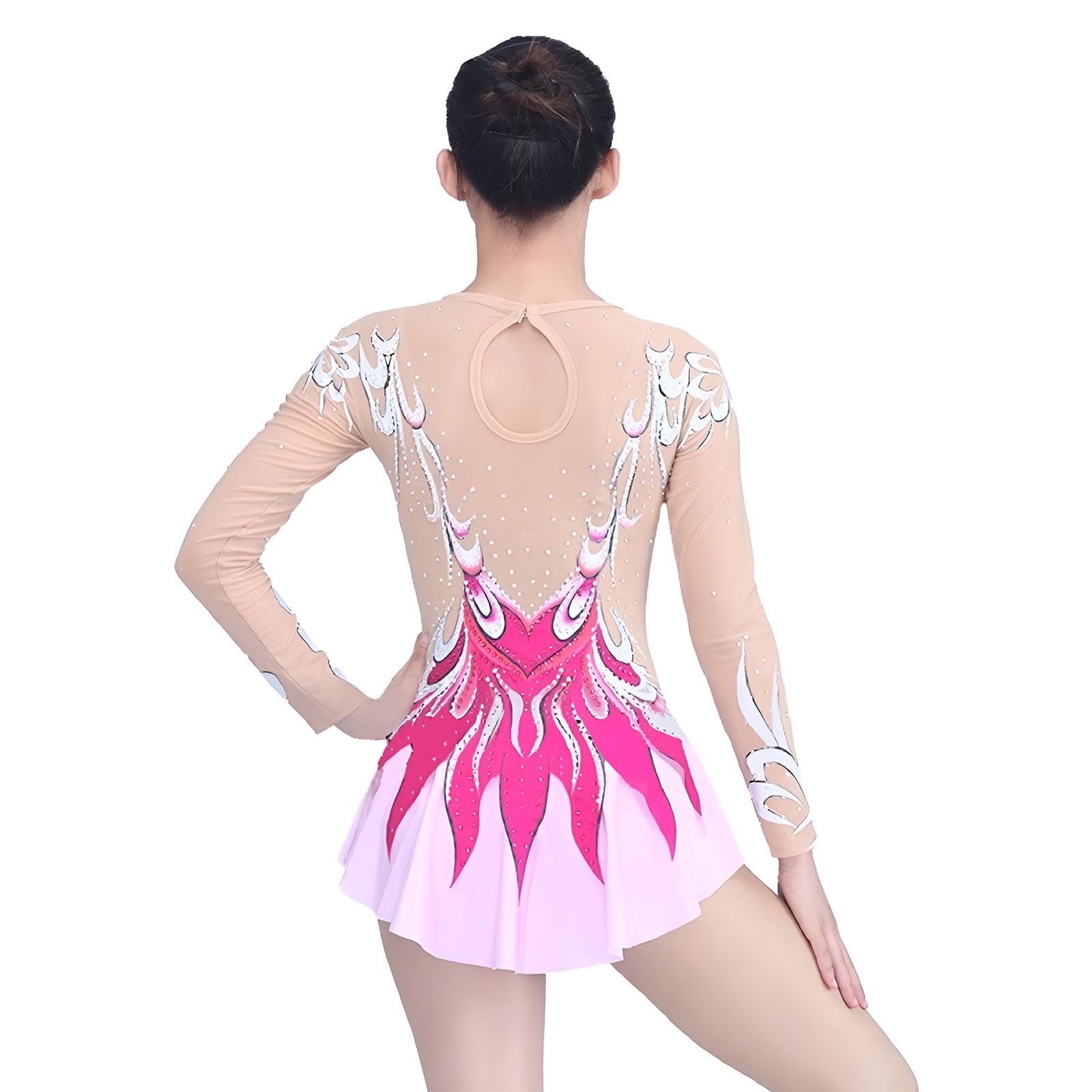 Abito Da Pattinaggio Artistico A Maniche Lunghe for Ragazze, Completo Da Pattinaggio Sul Ghiaccio Da Donna, Uniforme Da Squadra