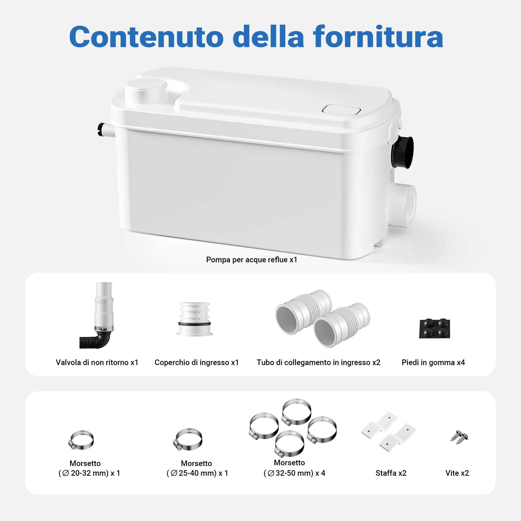 XPOtool Stazione di sollevamento 3/1 250W con 3 ingressi per doccia, lavabo
