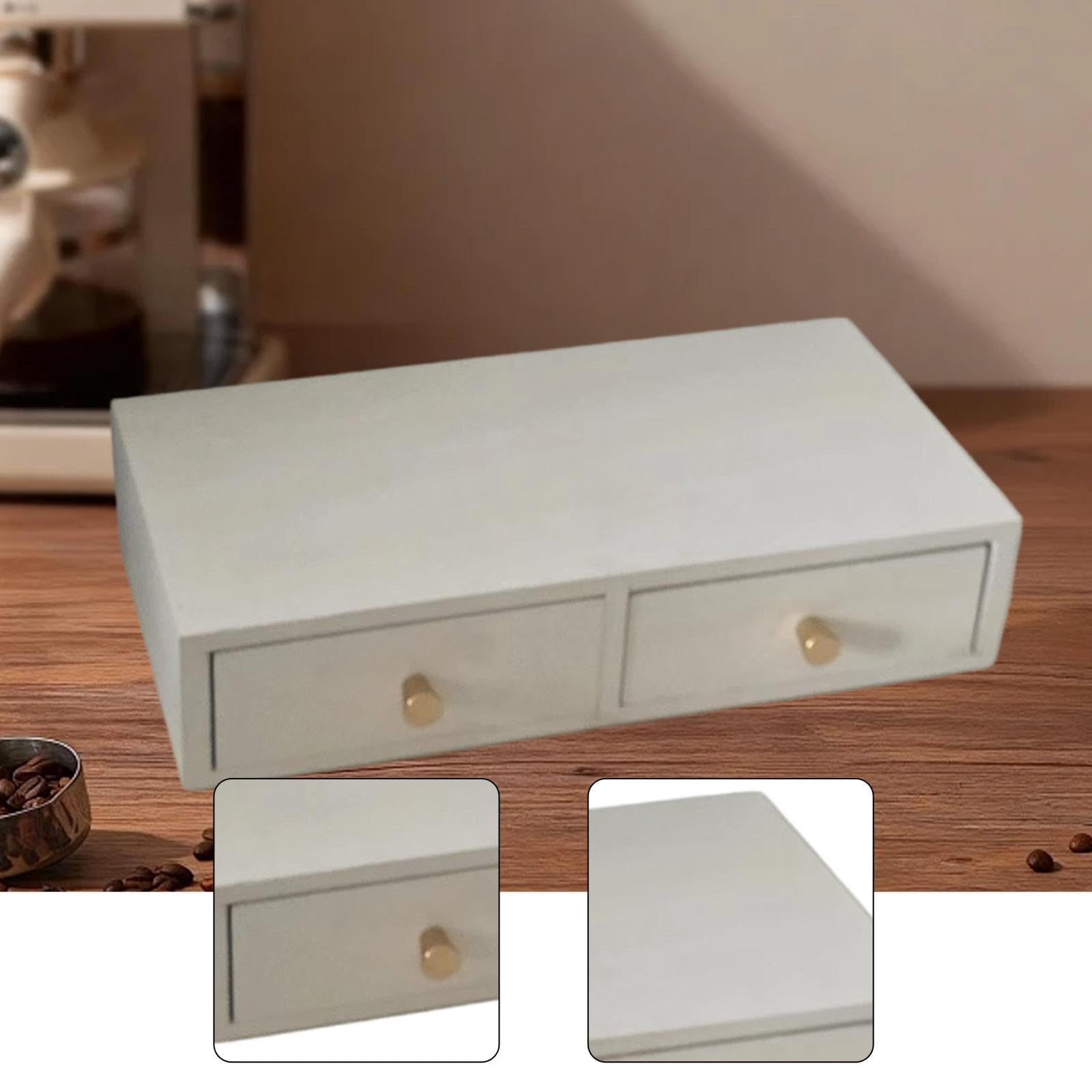 Kaffeezubehör Holz Kaffeekapselhalter Schubladenständer Tischregal Aufbewahrungsbox mit Stabilem Holz Und Bequemer Nutzung für Büro Küche Café Dekorat, Weiß