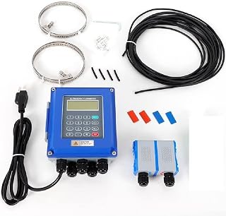 TUF-2000B/TM-1 Ultrasonic Flow Meter, IP67 Digital Wall Mounted/Din-rail Mounting Liquid Flowmeter Tester Flowmeter Module for DN32~DN6000mm Pipe (US Stock)