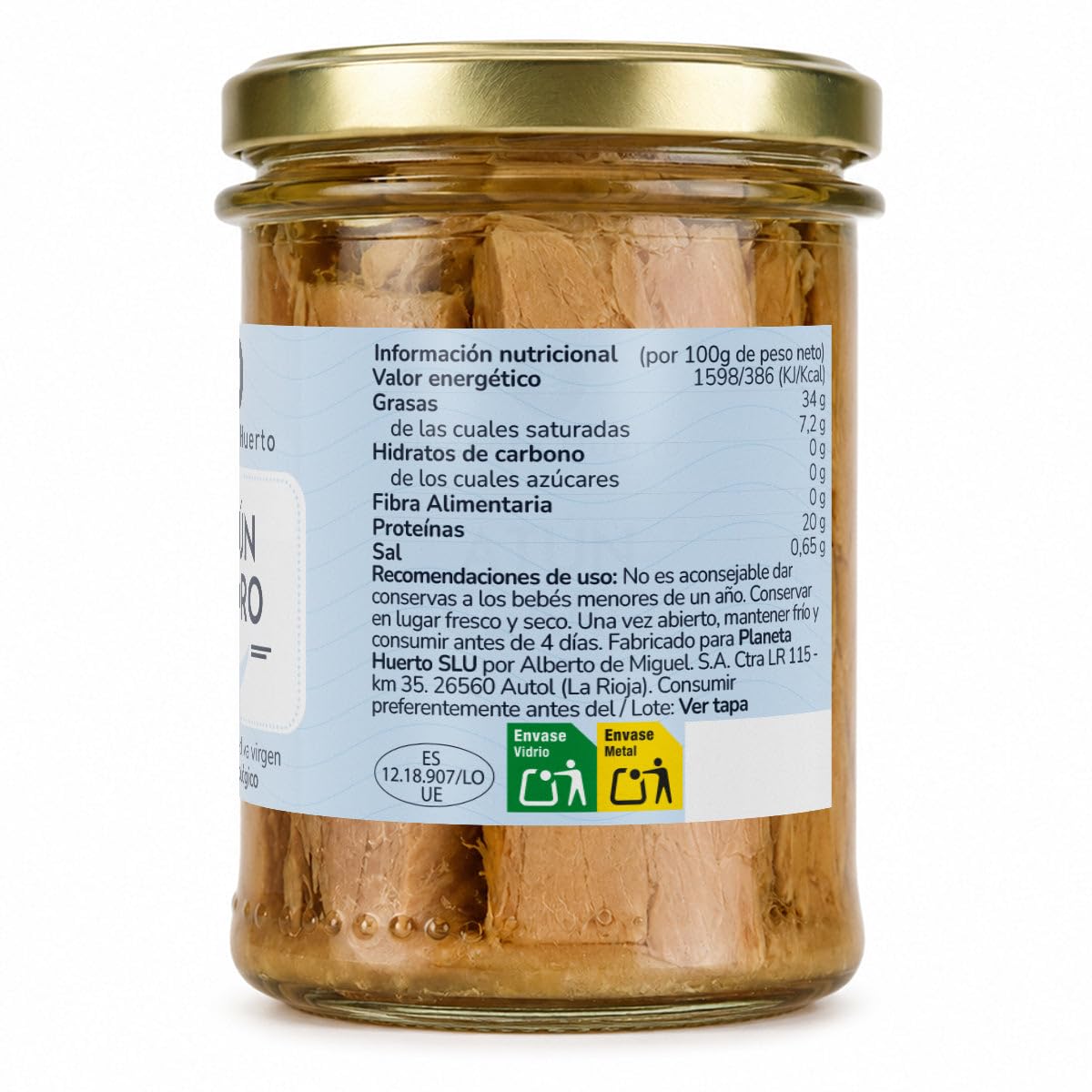 PLANETA HUERTO | Pack 6x Atún Claro MSC en Aceite de Oliva Virgen Extra ECO 200 g - Thunnus Albacares, Pesca Sostenible Certificada, 130 g Escurrido, Sin Aditivos ni Conservantes, Tarro de Cristal