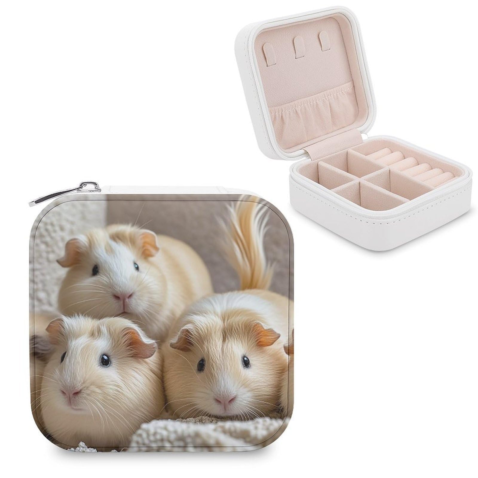 Fekiloot Style Guinea Pigs Jewelry Box Portable Jewelrys Organizer Storage Case Unique Small Jewelry Box Pu Leather Jewelrys Travel Case For Earring Necklace Rings Bracelets