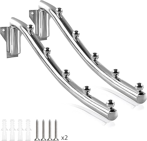 Miniatura 9 de Perchero plegable para colgar ropa en la pared, perchero plegable de acero inoxidable con soporte para brazo oscilante, riel colgante de ropa