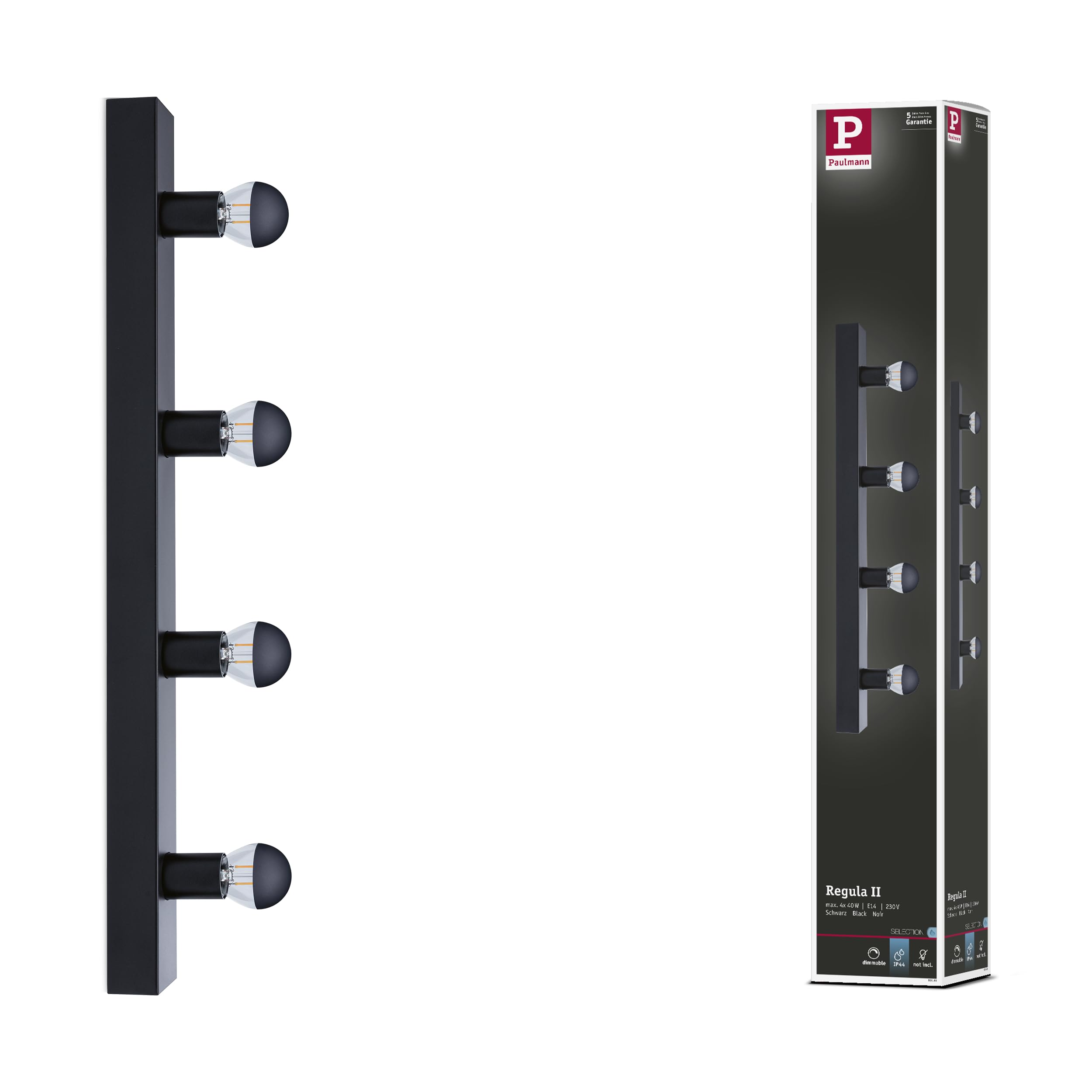 Paulmann 80099 Spiegelleuchte IP44 E14 230V max. 4x40W dimmbar Schwarz