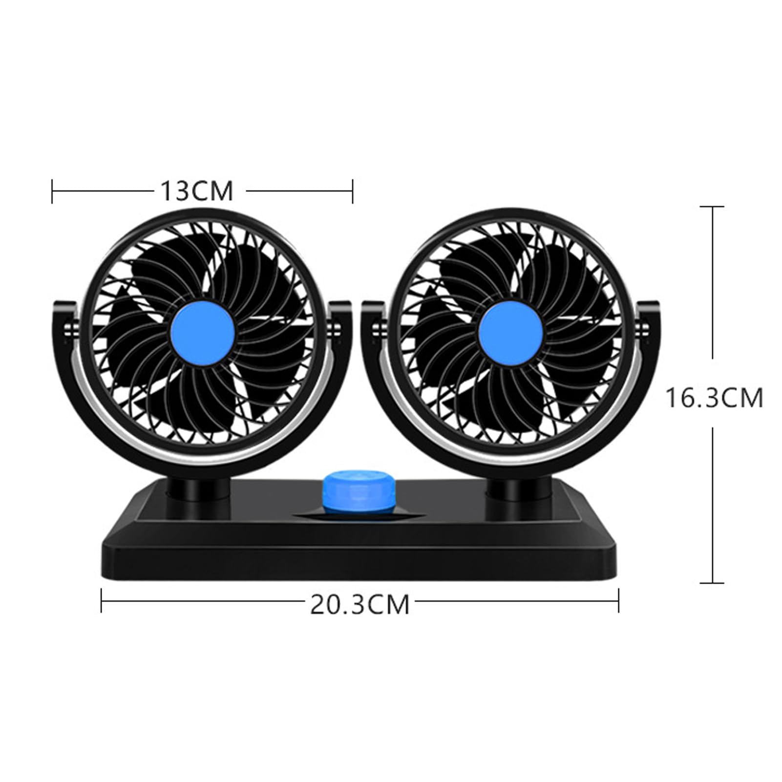 Ventilateur USB Double Tête Rotatif 360 Degrés pour Voiture Camion Camping-Car Bureau Maison Adapté à Tous Véhicules et Environnements Chauds