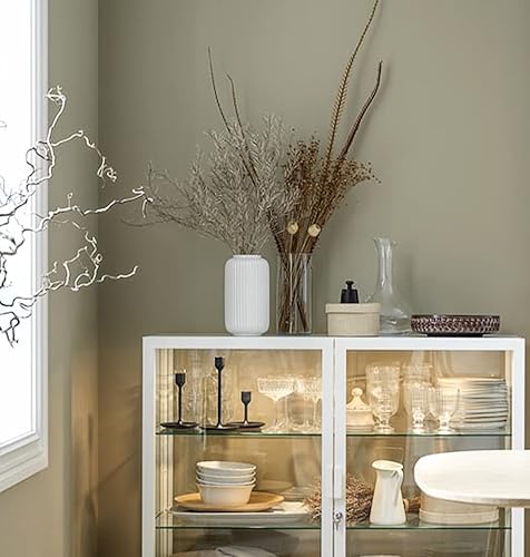 Miniatura 5 de Jarrón blanco, jarrón acanalado de cerámica para flores y hierba de pampas, jarrón de mesa simple y moderno de 8 pulgadas para el hogar, oficina,