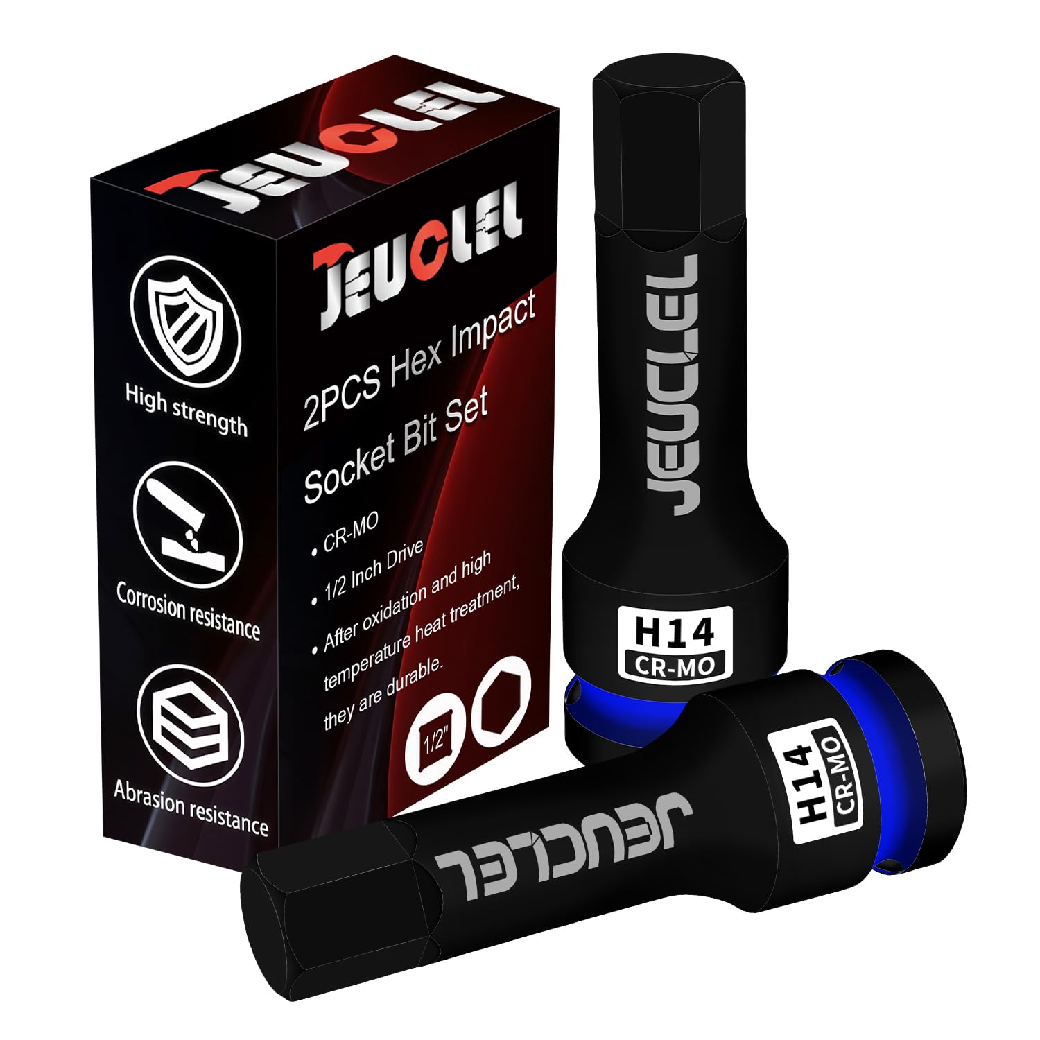 JEUCLEL 2PCS 14mm Hex Impact Bit Socket