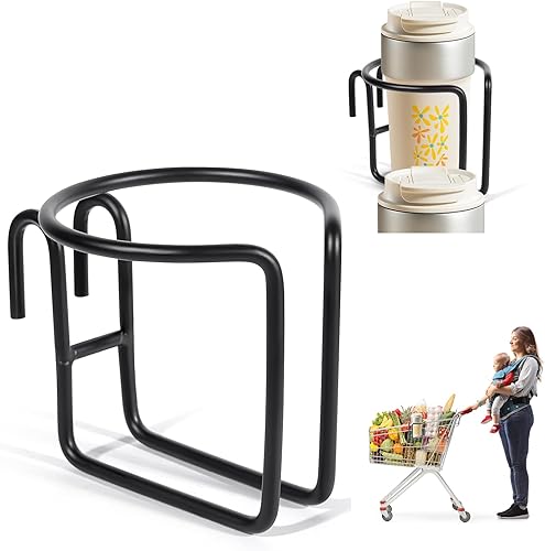 Soporte para tazas de carrito de compras, soporte de taza colgante para carritos de compras, negro, acero inoxidable para colgar taza de café, tazas