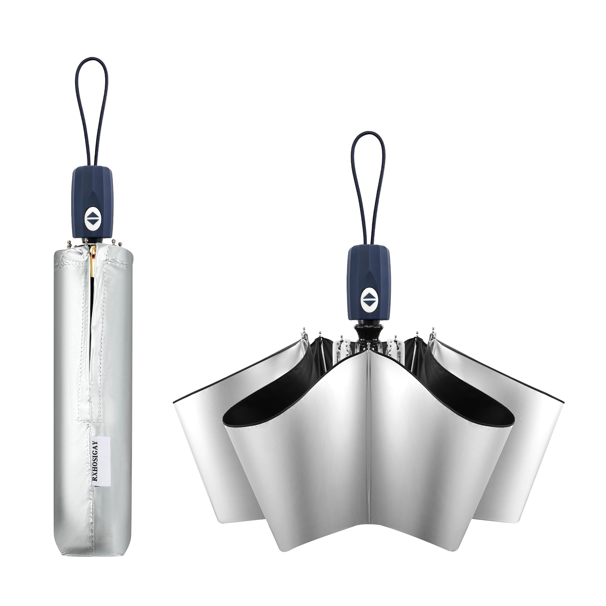 RXHOSIGAY Color Coated Sun Umbrella UV Protection Compact Folding Windproof Parasols Travel Auto Open Close Shade Blocking UV