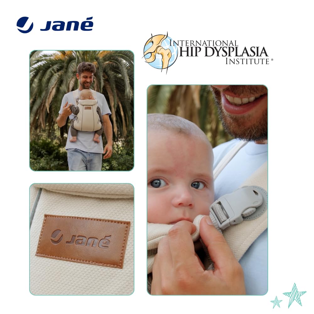 Jané Dual, Marsupio Porta Bebè Neonato, Zaino per Bebè Ergonomico, dalla Nascita fino a 15 kg, 3 Posizioni, Traspirante e Imbottita, Grigio