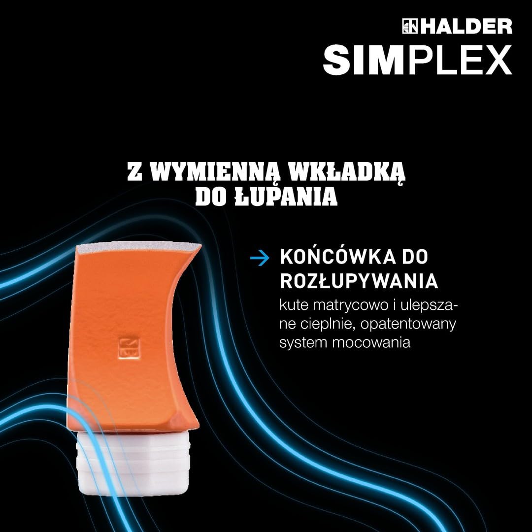 Simplex Młotek rozłupujący, z obudową z żeliwa ciągliwego i trzonkiem hikorowym, śr. = 60 mm, 3007.160