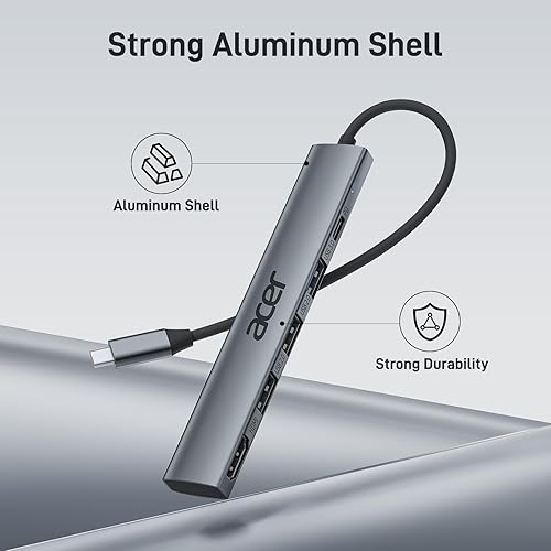 Miniatura 6 de Acer Hub USB C 5 en 1 con HDMI 4K, entrega de alimentación de 100W, 3 puertos de datos USB A, adaptador multipuerto USB C a HDMI para portátil, PC,