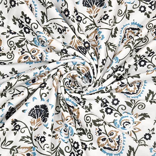 Image of BLOCKS OF INDIA 100% Cotton Dohar King Size Reversible Hand Block Printed Malmal Summer Dohar /Blanket (Grey JAAL)